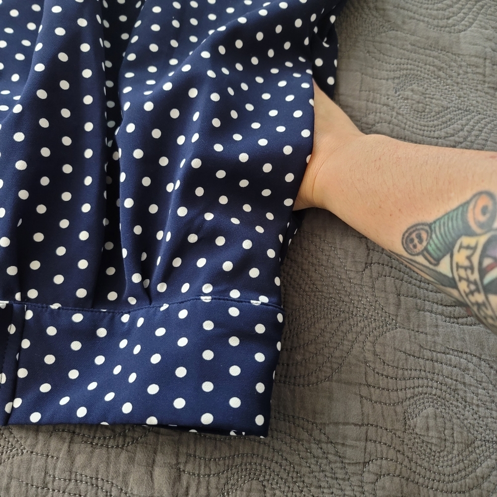 EUC 1X Modcloth Navy Polkadot Skirt - Picture 8 of 8